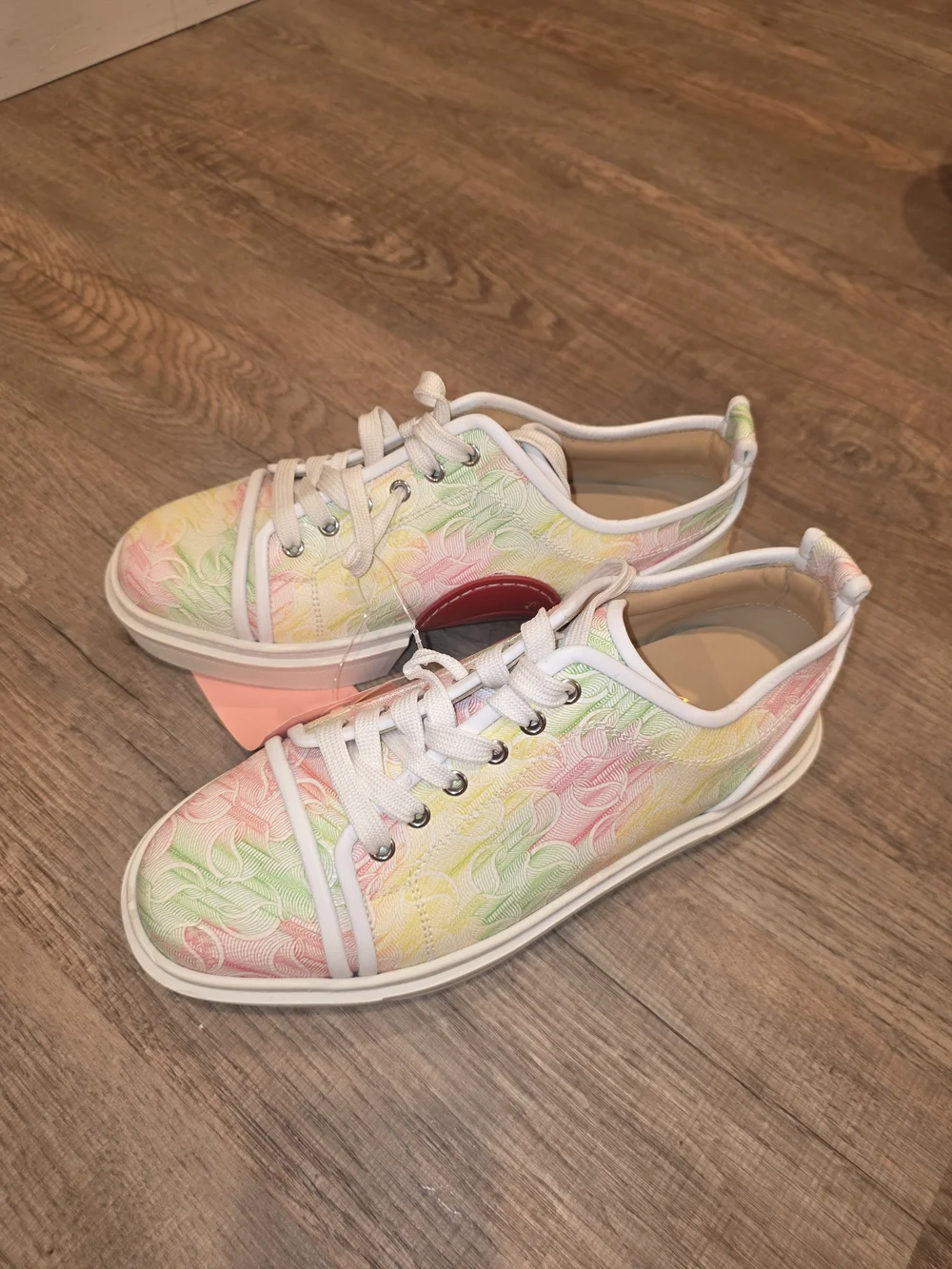 Christian Louboutin Pastel Floral Low-Top Sneakers with Red Sole